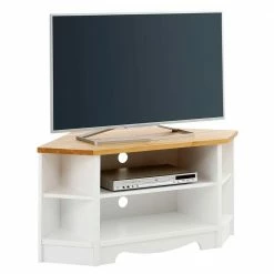 Landhaus TV Schrank Als Ecklösung - Ribeiro -Lana Sales landhaus tv schrank als eckloesung in weiss honig kiefer ribeiro 01