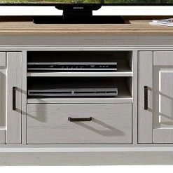 Landhaus TV Schrank Mariessa In Weiß & Eiche Hell -Lana Sales landhaus tv schrank in weiss eiche hell 65cm hoch mariessa 04