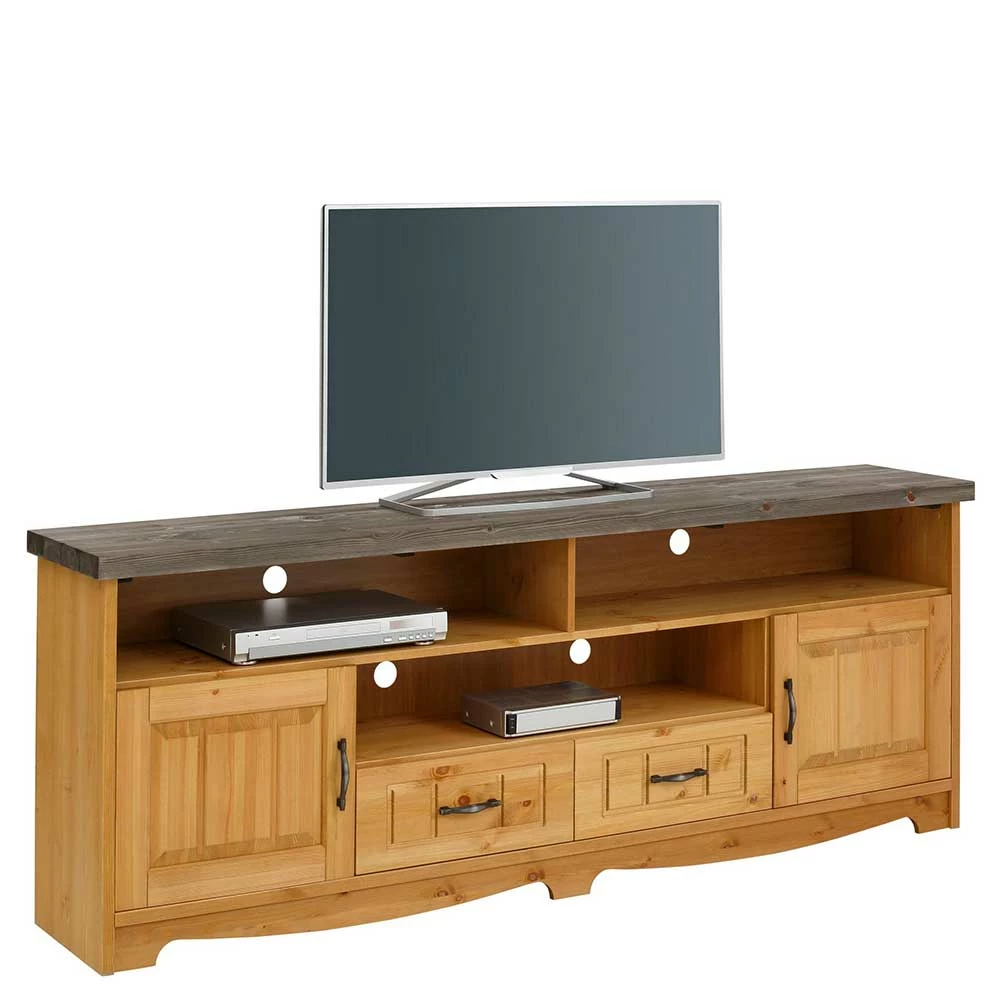 Landhaus TV Unterschrank In Natur & Grau - Ostanzia 3 Landhaus TV Unterschrank In Natur & Grau - Ostanzia