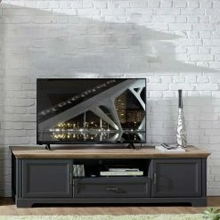 Landhaus Unterschrank Fernseher Zweifarbig - Thumbs -Lana Sales landhaus unterschrank fernseher zweifarbig in grau eichefarben thumbs 01