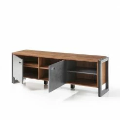 Loft Design TV Lowboard 160 Cm Breit - Rompira -Lana Sales loft design tv lowboard 160 cm breit im eiche dunkel dekor und schwarz rompira 02