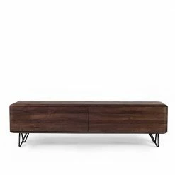 Lowboard Aus Nussbaum Mit Zwei Schubladen - Rivossa -Lana Sales lowboard aus nussbaum mit zwei schubladen push to open retro design rivossa 01