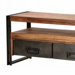 Lowboard Mendoza Aus Sheesham Massivholz -Lana Sales lowboard aus sheesham massivholz im industrial stil mendoza 03