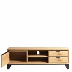 Lowboard Für Den Fernseher In Wildeiche - Essvira -Lana Sales lowboard fuer den fernseher in wildeiche furnier schwarz metall essvira 03