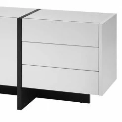 Lowboard Mit Drei Türen & Drei Schubladen - Laucata -Lana Sales lowboard mit drei tueren drei schubladen in weiss mit schwarz laucata 04