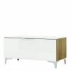 Lowboard Mit Klappe In Modernem Design - Drinul I -Lana Sales lowboard mit klappe in modernem design und weiss eiche holzoptik drinul i f