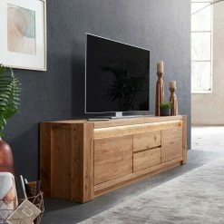Massivholz TV Board Mit LED Beleuchtung - Aconlean -Lana Sales massivholz tv board mit led beleuchtung aus geoelter wildeiche aconlean 01