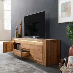 Massivholz TV Board Mit LED Beleuchtung - Aconlean -Lana Sales massivholz tv board mit led beleuchtung aus geoelter wildeiche aconlean 02