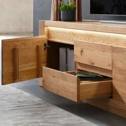 Massivholz TV Board Mit LED Beleuchtung - Aconlean -Lana Sales massivholz tv board mit led beleuchtung aus geoelter wildeiche aconlean 04