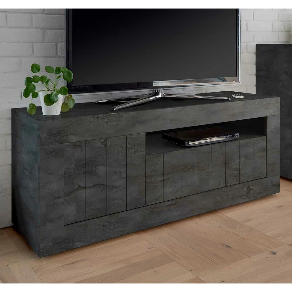 Modern-geradliniges TV Board In Dunkelgrau Dekor - Bella 4 Modern-geradliniges TV Board In Dunkelgrau Dekor - Bella – Bild 2