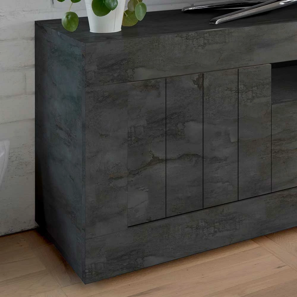 Modern-geradliniges TV Board In Dunkelgrau Dekor - Bella 6 Modern-geradliniges TV Board In Dunkelgrau Dekor - Bella – Bild 4