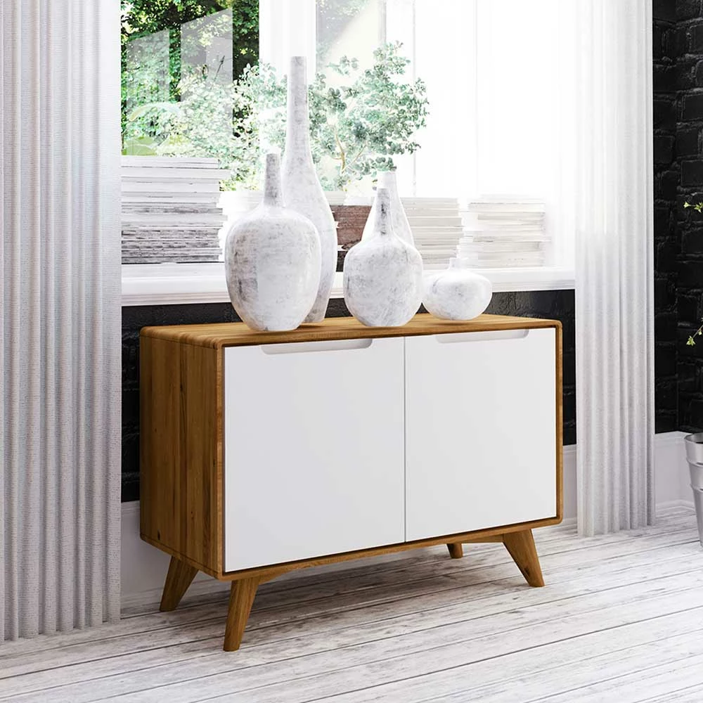 Moderne 2-türige Kommode In Weiß & Wildeiche - Diesta 4 Moderne 2-türige Kommode In Weiß & Wildeiche - Diesta – Bild 2