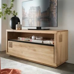 Moderner TV Unterschrank Aus Wildeiche - Embleys -Lana Sales moderner tv unterschrank aus wildeiche mit einer schublade fach embleys 01