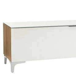 Moderner TV Unterschrank In Weiß Glas & Eiche - Drinul -Lana Sales moderner tv unterschrank in weiss glas eiche dekor 135x44x46 cm drinul 02