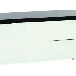 Moderner TV Unterschrank In Weiß Glas - Prosica -Lana Sales moderner tv unterschrank in weiss glas und schwarz und chrom prosica 03