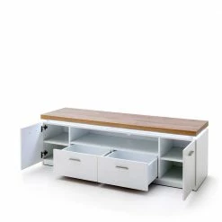 Moderner Unterschrank Für TV Mit LED - Nusenia -Lana Sales moderner unterschrank fuer tv mit led in weiss wildeiche dekor nusenia 02