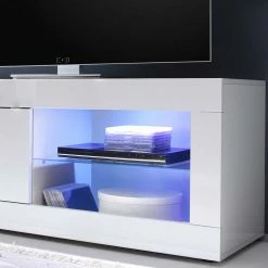 Modernes Fernsehunterschrank In Weiß - Sogno -Lana Sales modernes fernsehunterschrank in weiss hochglanz sogno 02 1