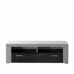Modernes TV-Board In Betonoptik & Anthrazit - Evelba -Lana Sales modernes tv board in betonoptik anthrazit mit klappe 2 faechern evelba 02