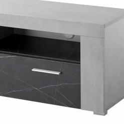 Modernes TV-Board In Betonoptik & Anthrazit - Evelba -Lana Sales modernes tv board in betonoptik anthrazit mit klappe 2 faechern evelba 04