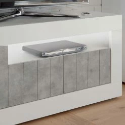 Modernes TV Element In Hochglanz Weiß - Niris -Lana Sales modernes tv element in hochglanz weiss beton nachbildung niris 04