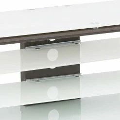 Modernes TV Glas Regal In Weiß & Anthrazit - Lakrym -Lana Sales modernes tv glas regal in weiss anthrazit gestell aus stahl lakrym 03