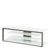 Modernes TV Glas Regal In Weiß & Anthrazit - Lakrym -Lana Sales modernes tv glas regal in weiss anthrazit gestell aus stahl lakrym f