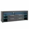 Modernes TV Lowboard In Grau Mit LED Licht - Ansonka -Lana Sales modernes tv lowboard in grau mit led licht vier schubladen glasboeden ansonka f