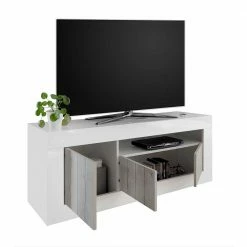 Modernes TV Lowboard Mit Fach & 3 Türen - Merenda 12 Modernes TV Lowboard Mit Fach & 3 Türen - Merenda -Lana Sales modernes tv lowboard mit fach 3 tueren in weiss glanz pinie dekor merenda 04