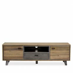 Niedriges TV Sideboard Teilmassiv - Cevesta 9 Niedriges TV Sideboard Teilmassiv - Cevesta -Lana Sales niedriges tv sideboard teilmassiv aus akazie in braun grau cevesta 01