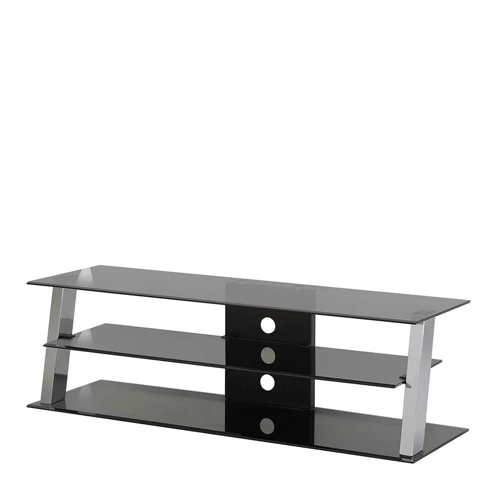 Rack Für Den Fernseher Aus Rauchglas & Chrom - Arelas 3 Rack Für Den Fernseher Aus Rauchglas & Chrom - Arelas
