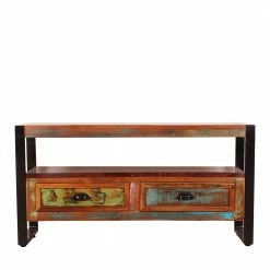 Recyclingholz TV Board Im Shabby Chic - Vosbadus -Lana Sales recyclingholz tv board im shabby chic mehrfarbig schwarz metall vosbadus 03