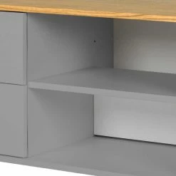 Retro Schrank Für Fernseher Revanio In Grau & Eiche Furnier -Lana Sales retro schrank fuer fernseher in grau eiche furnier revanio 05