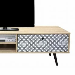 Retro TV Lowboard Drondo Mit Zwei Schubladen -Lana Sales retro tv lowboard zwei schubladen mdf holzdekor und bunt drondo 03