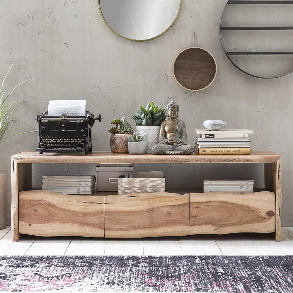 Rustikales TV Lowboard Mit Baumkante - Necrus 4 Rustikales TV Lowboard Mit Baumkante - Necrus – Bild 2