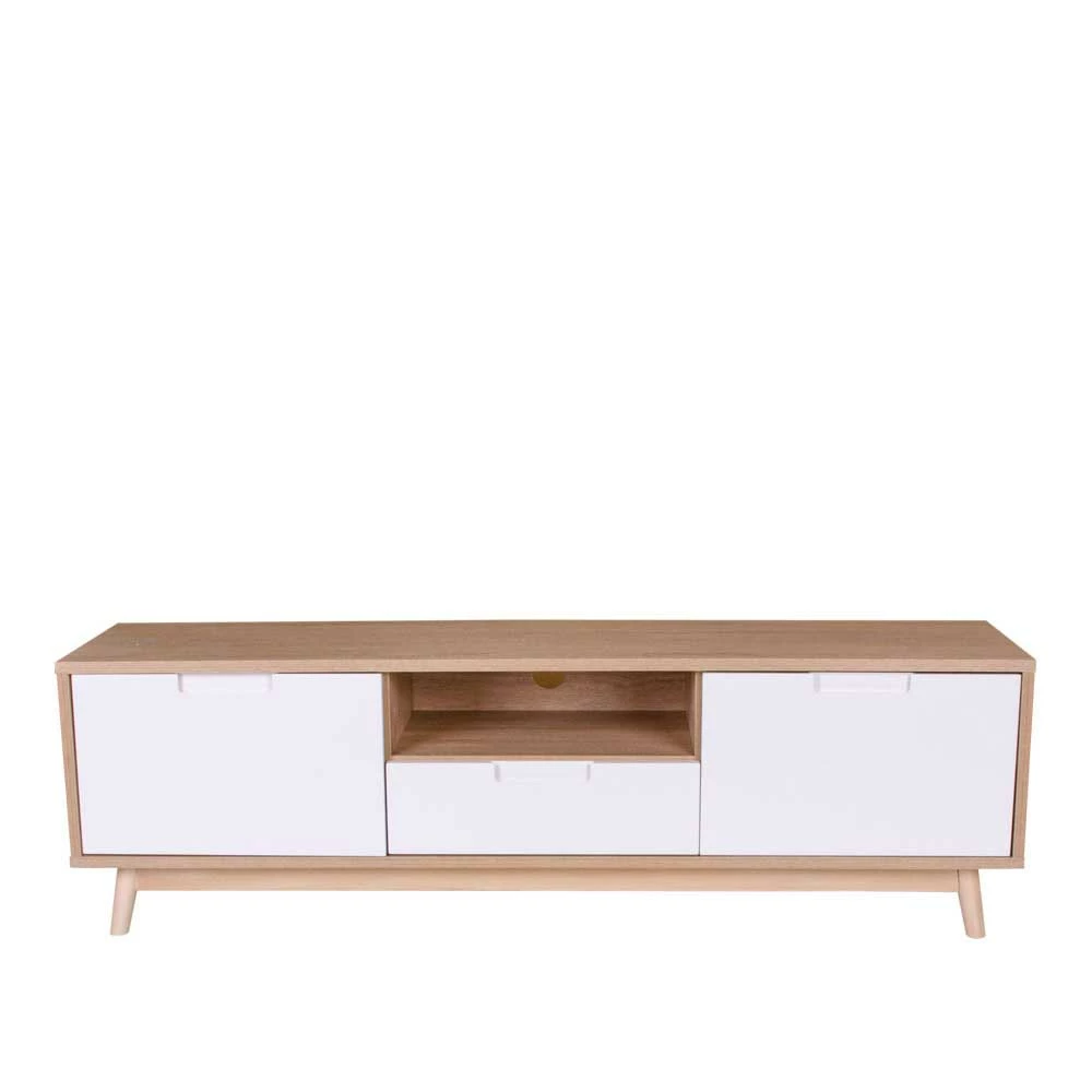 Scandi TV Unterschrank In Weiß & Kieferfarben - Ilerta 4 Scandi TV Unterschrank In Weiß & Kieferfarben - Ilerta – Bild 2