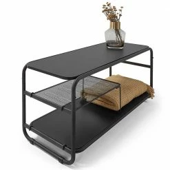 Schwarzer Fernsehtisch Aus Metall - Vagos -Lana Sales schwarzer fernsehtisch aus metall melamin 98x46x37 cm vagos 02