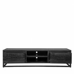 Schwarzer TV Unterschrank Im Industry Stil - Esturado -Lana Sales schwarzer tv unterschrank im industry stil aus massivholz metall esturado 03