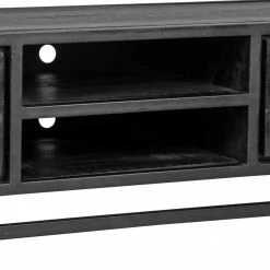 Schwarzer TV Unterschrank Im Industry Stil - Esturado -Lana Sales schwarzer tv unterschrank im industry stil aus massivholz metall esturado 05