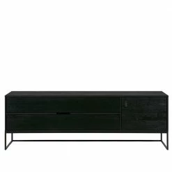 Schwarzer TV Unterschrank Mit Zwei Schubladen - Monice -Lana Sales schwarzer tv unterschrank mit zwei schubladen tuer 180x61x44 monice 02