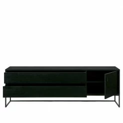 Schwarzer TV Unterschrank Mit Zwei Schubladen - Monice -Lana Sales schwarzer tv unterschrank mit zwei schubladen tuer 180x61x44 monice 04