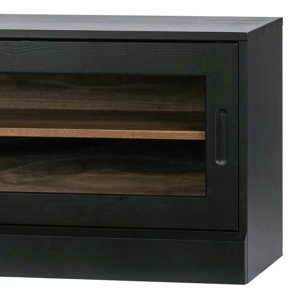 Schwarzes Lowboard Mit Glas-Schiebetür - Horedion 8 Schwarzes Lowboard Mit Glas-Schiebetür - Horedion – Bild 6