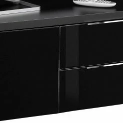 Schwarzes TV Board Mit Glas Beschichtung - Prosica 5 Schwarzes TV Board Mit Glas Beschichtung - Prosica -Lana Sales schwarzes tv board mit glas beschichtung zwei schubladen klappe prosica 03