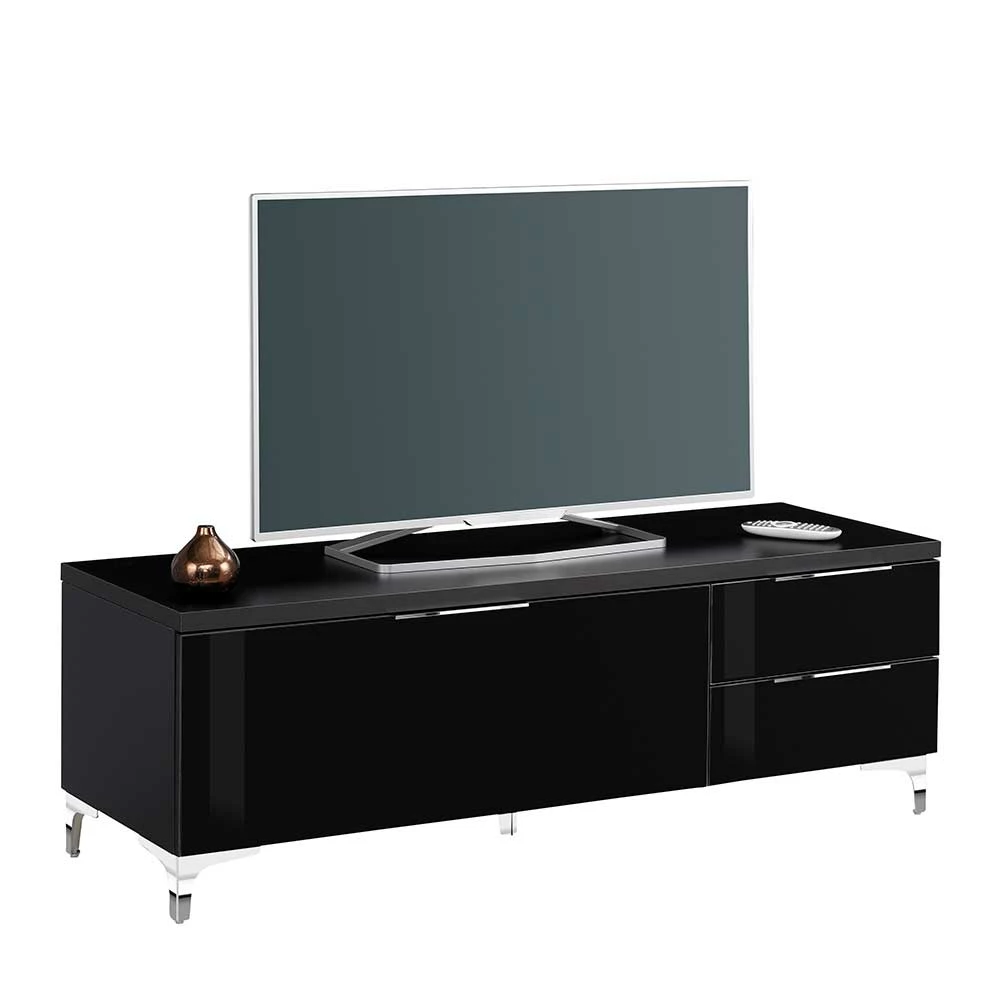 Schwarzes TV Board mit Glas Beschichtung - Prosica Schwarzes TV Board Mit Glas Beschichtung - Prosica -Lana Sales schwarzes tv board mit glas beschichtung zwei schubladen klappe prosica f