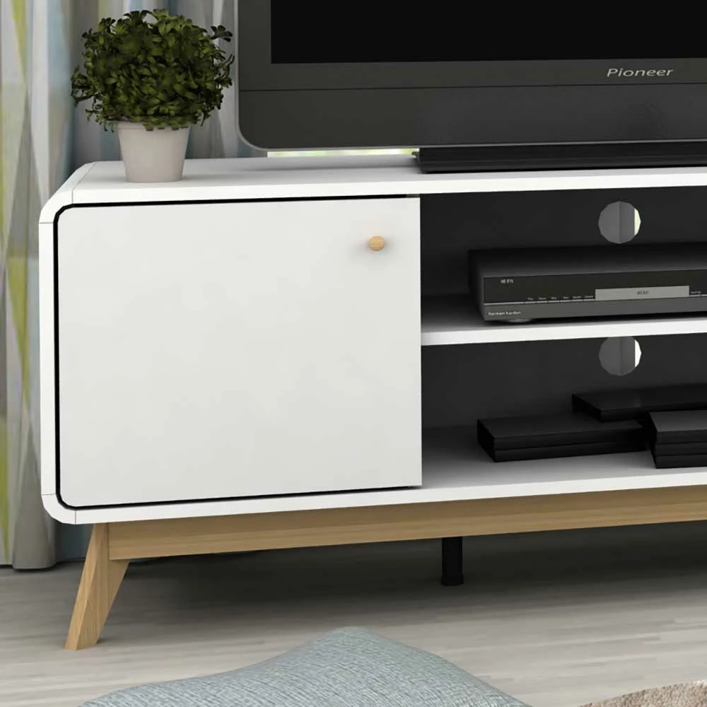 Skandi Design TV Unterschrank In Weiß & Natur - Kolreva 7 Skandi Design TV Unterschrank In Weiß & Natur - Kolreva – Bild 5