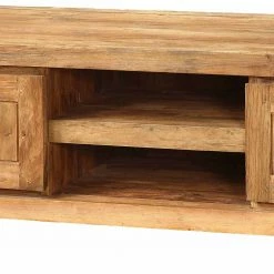 Teak TV Schrank 2-türig & 2 Fächer - Ciola -Lana Sales teak tv schrank 2 tuerig 2 faecher aus gebuerstetem recyclingholz ciola 03