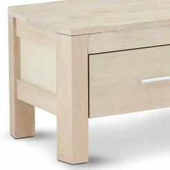 Teilmassives Eiche TV Board In Weiß Geölt - Inviama -Lana Sales teilmassives eiche tv board in weiss geoelt mit zwei schubladen inviama 03