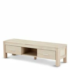 Teilmassives Eiche TV Board In Weiß Geölt - Inviama