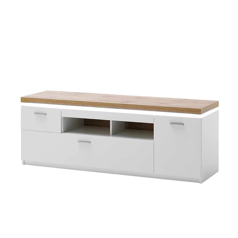 Topp TV Element In Weiß & Wildeiche Mit LED - Caldri 3 Topp TV Element In Weiß & Wildeiche Mit LED - Caldri