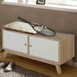 Türen-Lowboard In Weiß & Eiche Optik - Skadiva -Lana Sales tueren lowboard in weiss eiche optik 90x50x39 cm skadiva 01