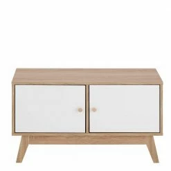 Türen-Lowboard In Weiß & Eiche Optik - Skadiva -Lana Sales tueren lowboard in weiss eiche optik 90x50x39 cm skadiva 03